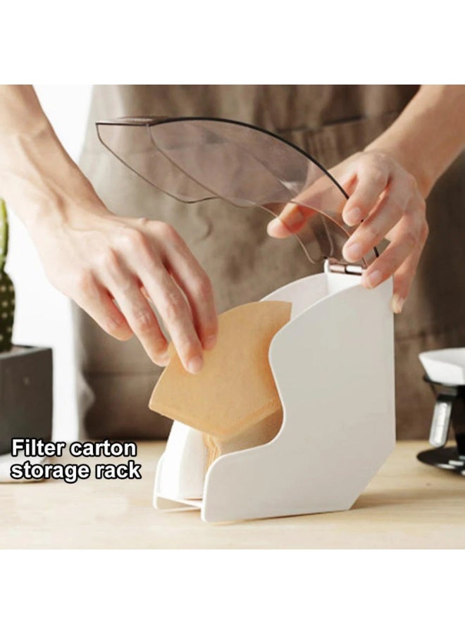 Hand Drip Coffee Filter Paper Holder Storage Rack with Acrylic Cover Dispenser Storage Barista Tools for Kitchen Utensils - Image 3