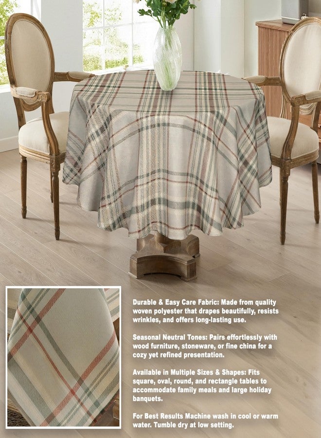 Newbridge Green Autumn Pocono Rustic Plaid Lodge Fabric Tablecloth, 70 Inch Round, Fall Farmhouse Easy Care Stain Resistant Table Cover for Holiday Dining - Image 3
