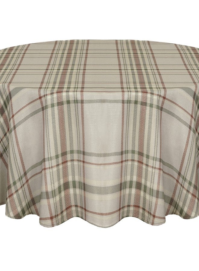 Newbridge Green Autumn Pocono Rustic Plaid Lodge Fabric Tablecloth, 70 Inch Round, Fall Farmhouse Easy Care Stain Resistant Table Cover for Holiday Dining - Image 5