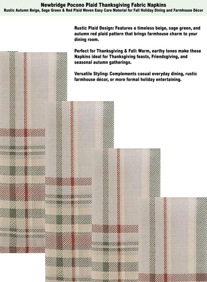 Newbridge Green Autumn Pocono Rustic Plaid Lodge Fabric Tablecloth, 70 Inch Round, Fall Farmhouse Easy Care Stain Resistant Table Cover for Holiday Dining - Image 4