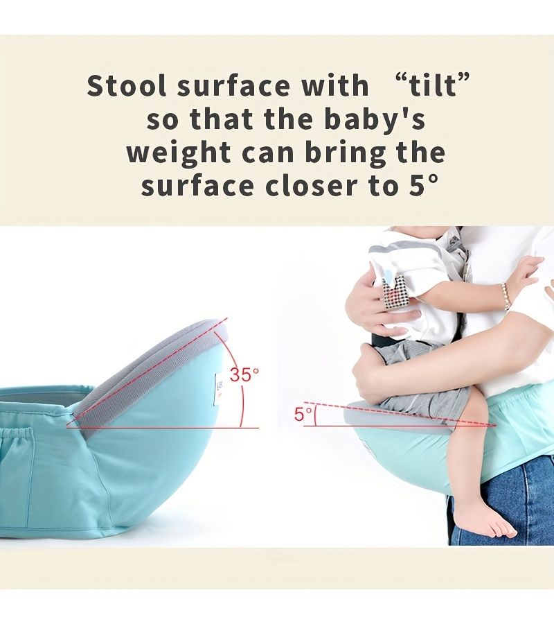 Hip Seat Child Carrier Adjustable Waist Belt Ergonomic Design Multiple Pockets Light Blue For Newborns And Toddlers Up To 45 Lbs - Image 3