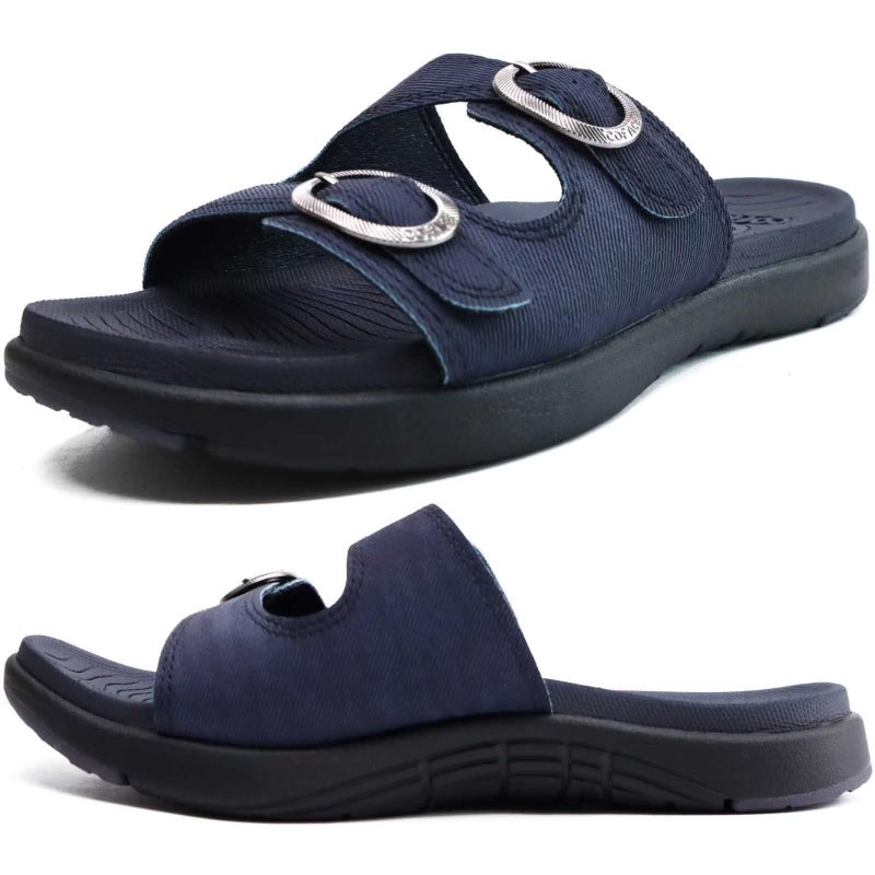COFACE COFACE Womens Orthotic Athletic Slides Ladies Slip On Sport Sandals Comfortable Cushion Sandles Plantar Fasciitis Arch Support Navy Blue Size 7 - Image 1