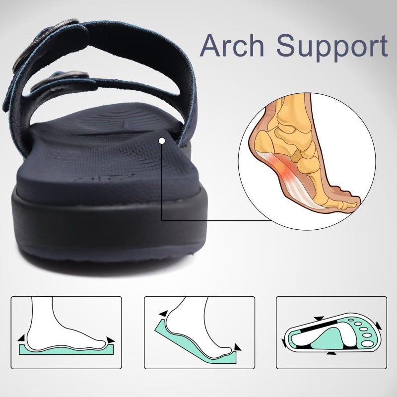 COFACE COFACE Womens Orthotic Athletic Slides Ladies Slip On Sport Sandals Comfortable Cushion Sandles Plantar Fasciitis Arch Support Navy Blue Size 7 - Image 3