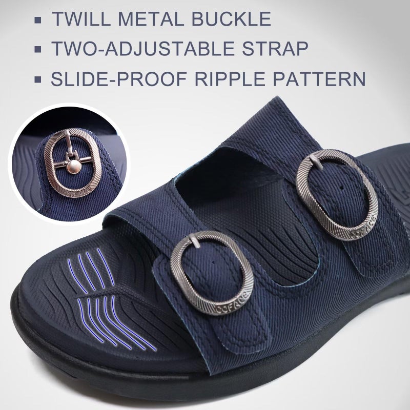COFACE COFACE Womens Orthotic Athletic Slides Ladies Slip On Sport Sandals Comfortable Cushion Sandles Plantar Fasciitis Arch Support Navy Blue Size 7 - Image 5