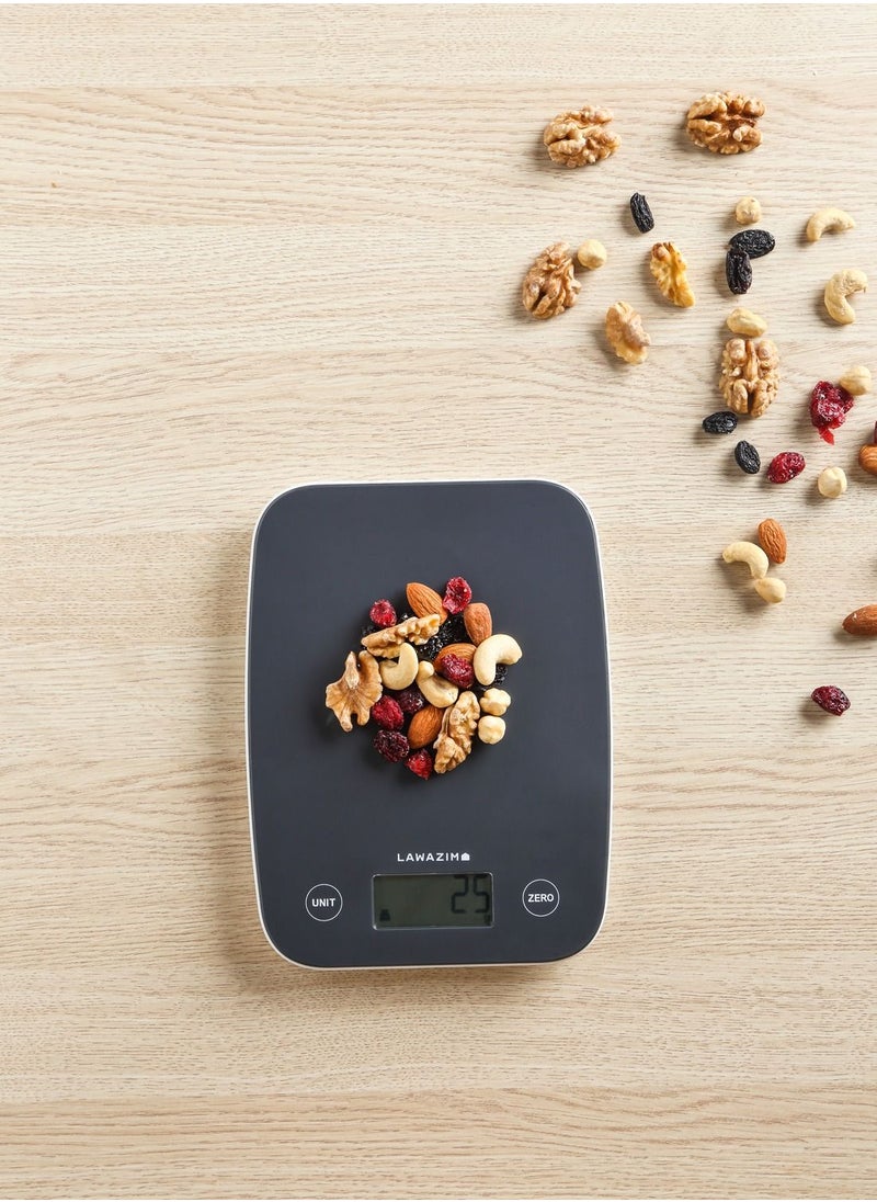 Electronic Kitchen Scale - Black - Digital Weighing Scale with LCD Display Multi-Unit Conversion Zero Function Non-Slip Feet Accurate Measurement - Ideal for Baking Cooking and Meal Prep