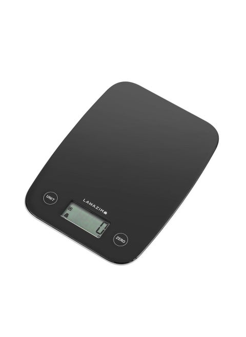 Electronic Kitchen Scale - Black - Digital Weighing Scale with LCD Display Multi-Unit Conversion Zero Function Non-Slip Feet Accurate Measurement - Ideal for Baking Cooking and Meal Prep