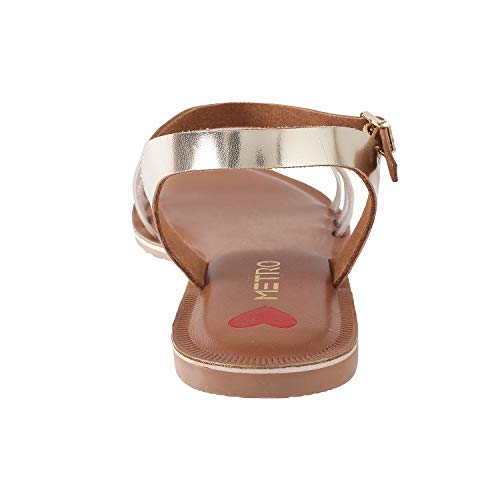 Metro Women's Gold Faux Leather Flat Strappy Fashion Sandals UK/5 EU/38 (33-1065) - Image 3