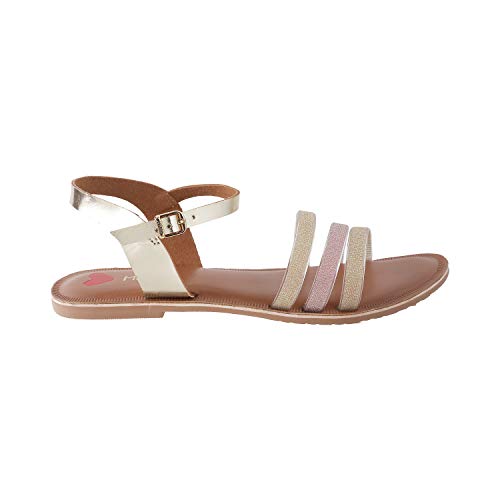 Metro Women's Gold Faux Leather Flat Strappy Fashion Sandals UK/5 EU/38 (33-1065) - Image 2