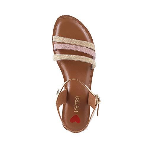 Metro Women's Gold Faux Leather Flat Strappy Fashion Sandals UK/5 EU/38 (33-1065) - Image 4