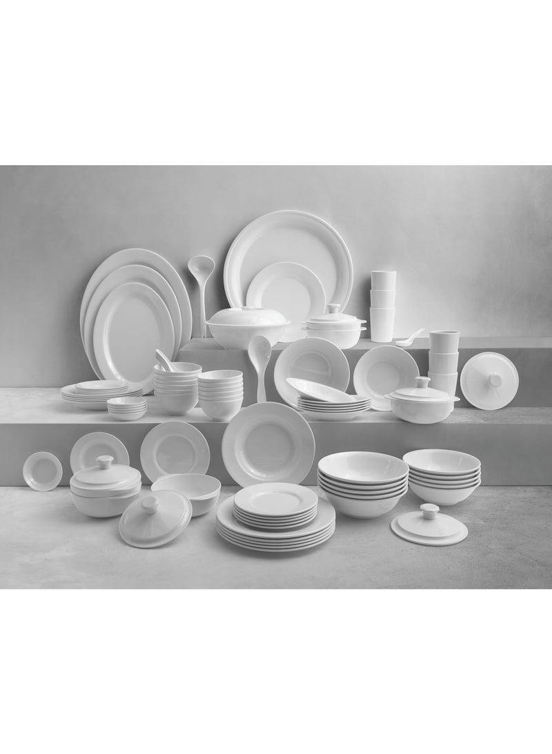ماستر جولد طقم عشاء فاخر مصنوعة من الميلامين 92 قطعة مثالي لعدد 6 أشخاص باللون الابيض | مجموعة أطباق عشاء مقاومة للكسر و امنة في غسالة الاطباق | صحون متعددة الاستخدامات - Image 1