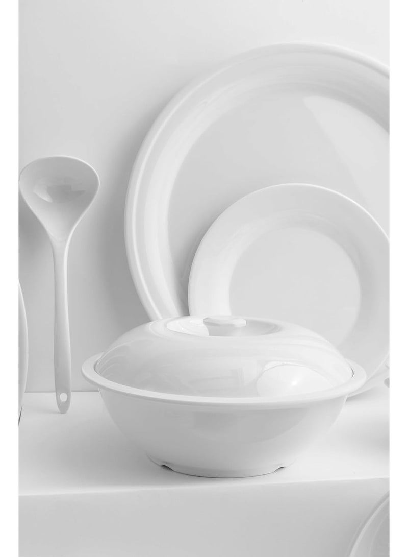 ماستر جولد طقم عشاء فاخر مصنوعة من الميلامين 92 قطعة مثالي لعدد 6 أشخاص باللون الابيض | مجموعة أطباق عشاء مقاومة للكسر و امنة في غسالة الاطباق | صحون متعددة الاستخدامات - Image 4