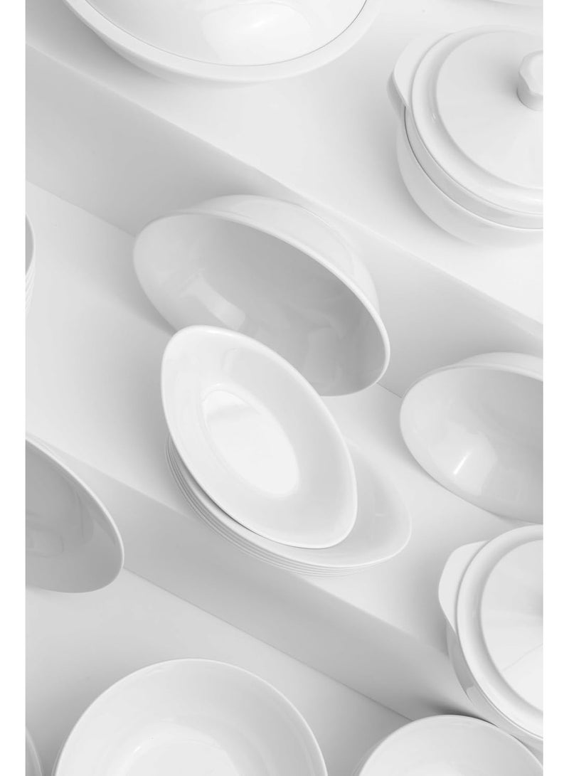 ماستر جولد طقم عشاء فاخر مصنوعة من الميلامين 92 قطعة مثالي لعدد 6 أشخاص باللون الابيض | مجموعة أطباق عشاء مقاومة للكسر و امنة في غسالة الاطباق | صحون متعددة الاستخدامات - Image 5