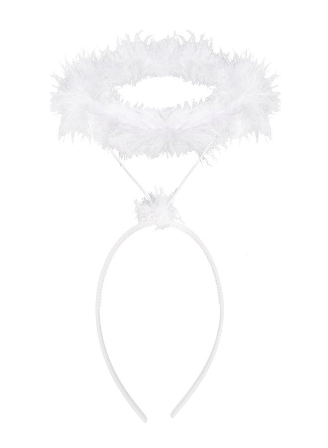 SUMERSHA Angel Halo Headband Feather Angel Halo Headband for Halloween Costume Headwear (White) - Image 1