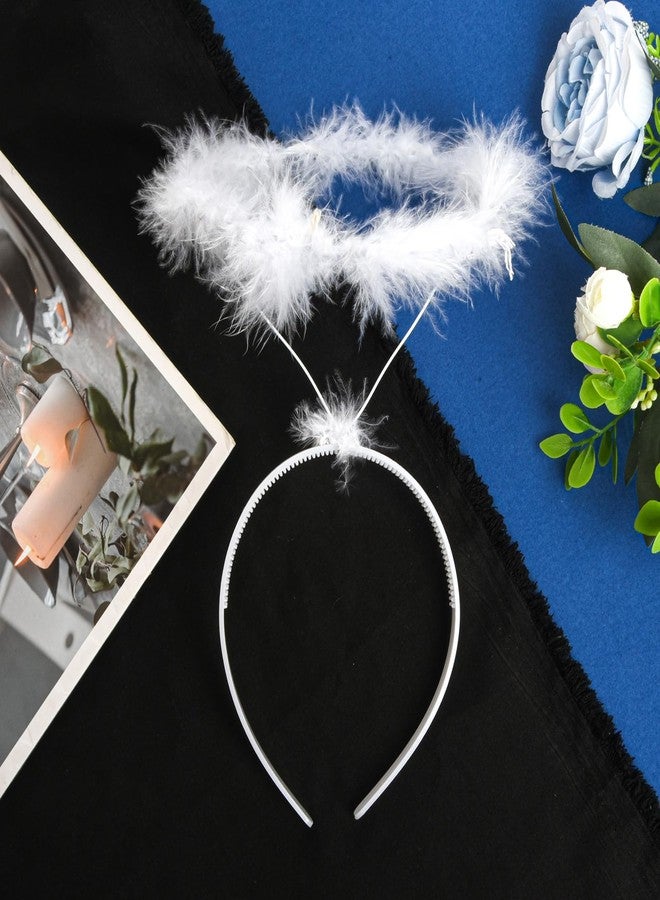 SUMERSHA Angel Halo Headband Feather Angel Halo Headband for Halloween Costume Headwear (White) - Image 5