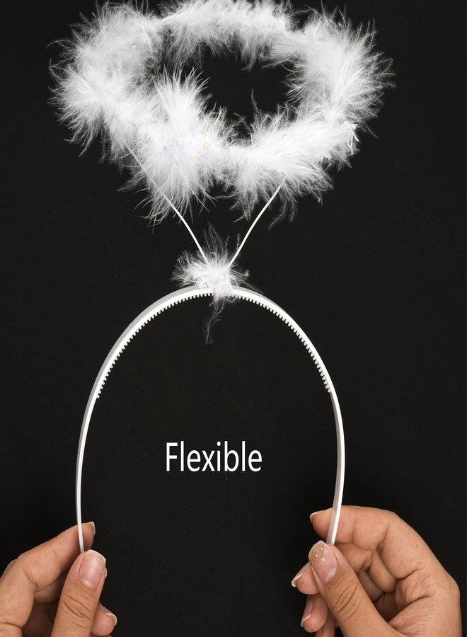 SUMERSHA Angel Halo Headband Feather Angel Halo Headband for Halloween Costume Headwear (White) - Image 3