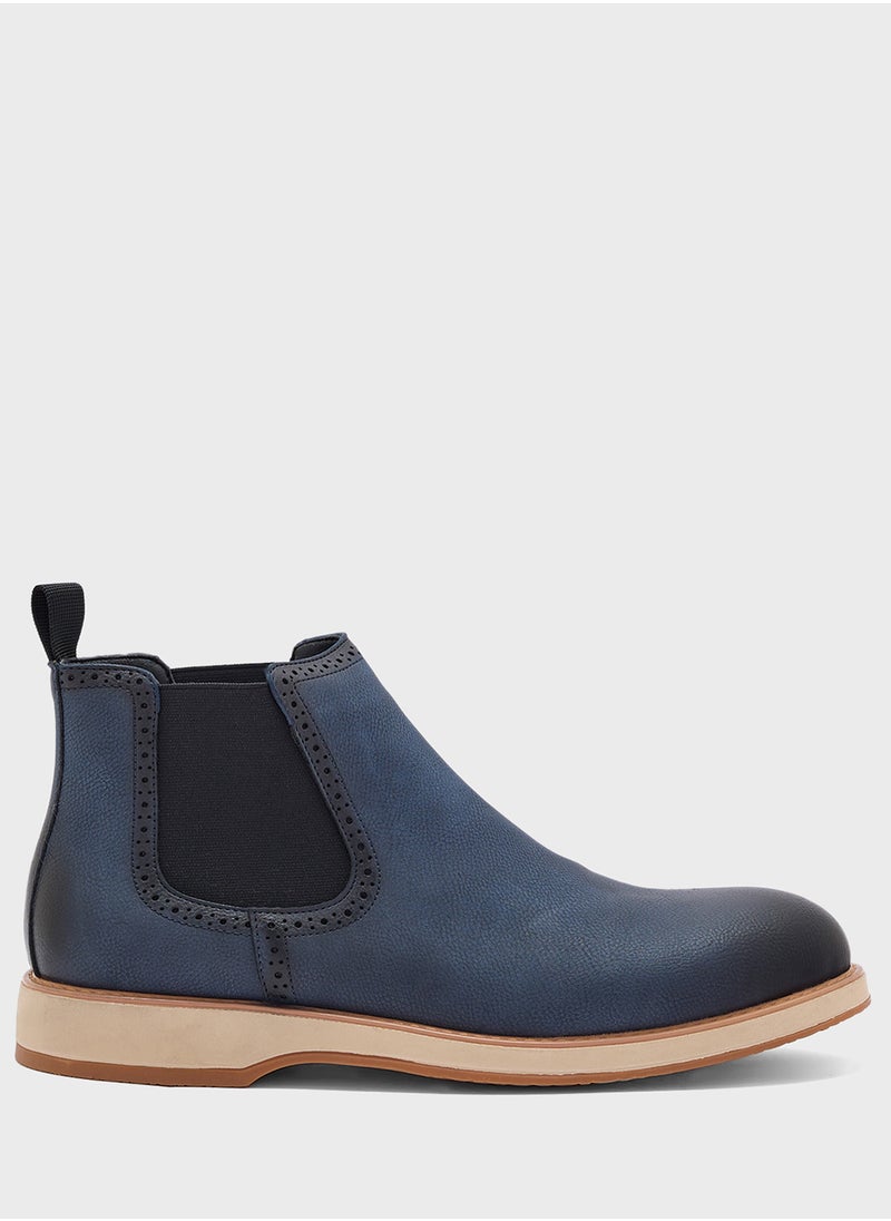 Robert Wood Brogue Detail Chelsea Boots  - Image 1