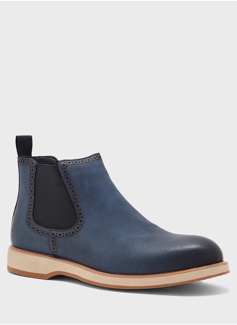 Robert Wood Brogue Detail Chelsea Boots  - Image 2