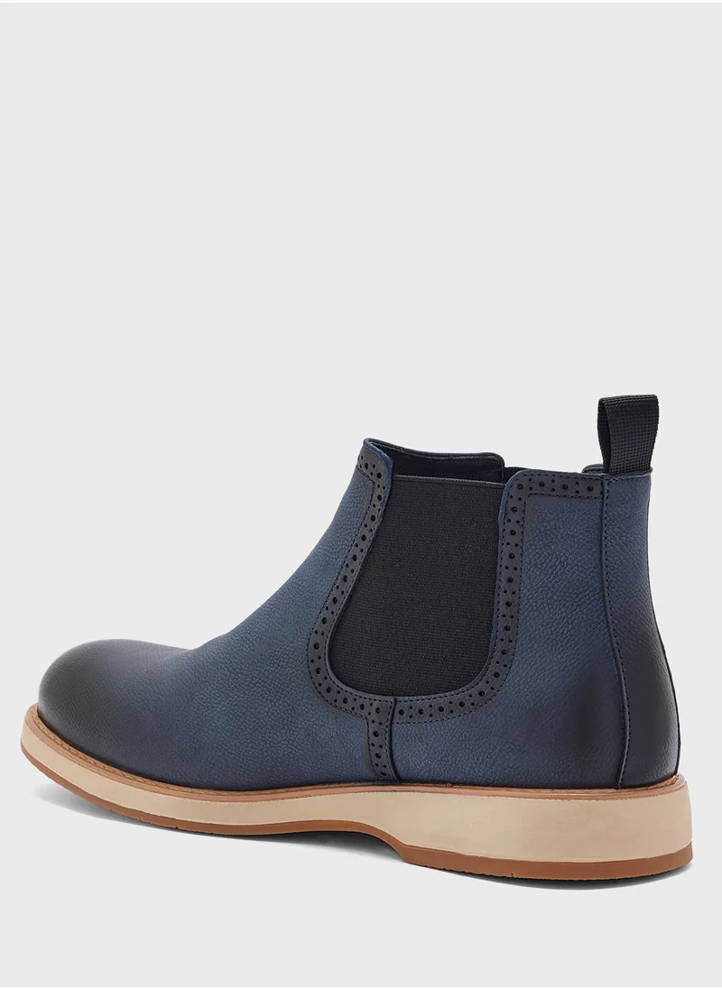 Robert Wood Brogue Detail Chelsea Boots