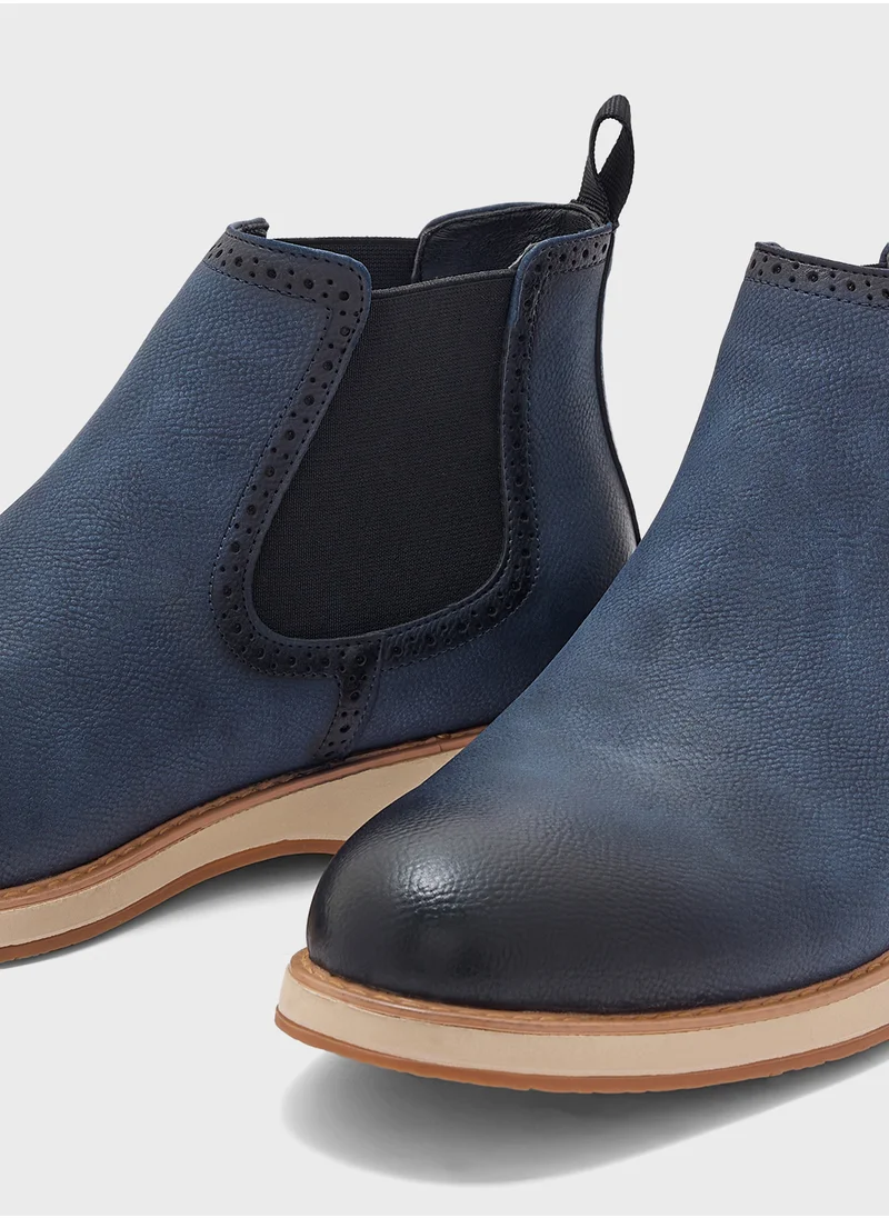 Robert Wood Brogue Detail Chelsea Boots