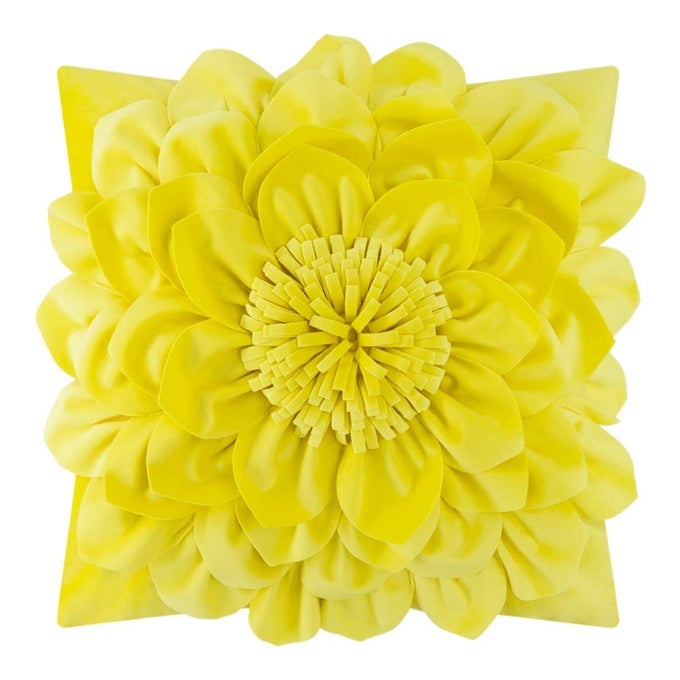 3D FLOWER THROW PILLOW CASES DECORATIVE CUSHION COVERS SOFT VELVET PILLOWCASES HOME SOFA CAR BED ROOM DECOR 18 X 18 INCH EGG YELLOW
