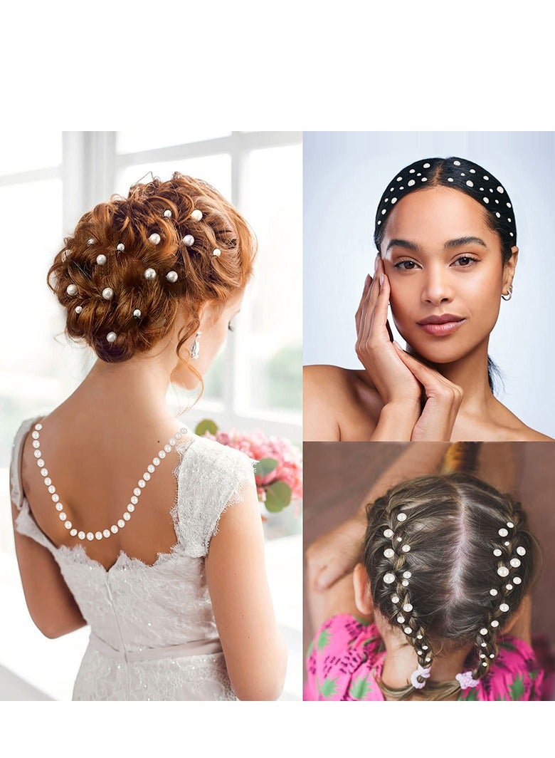 3 Sheets Self-Adhesive Pearl Eyeshadow Stickers (495PCS), 3D White Hair & Face Gems, Multi-Size Pearls for Bridal Makeup, Festival Look & DIY Decorations - Image 2