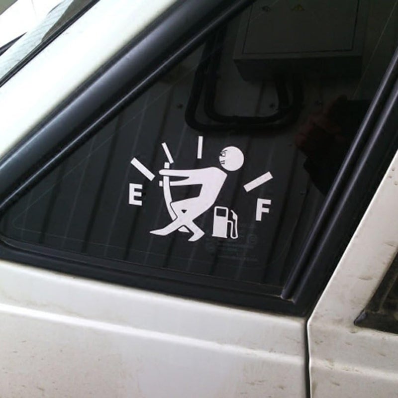 WINOMO Funny Car Stickers High Gas Consumption Decal Fuel Gage Empty Stickers (White) - Image 3