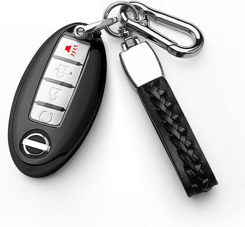 Autophone غطاء مفتاح أوتوفون مع سلسلة مفاتيح جلدية لطرازات نيسان - Image 1