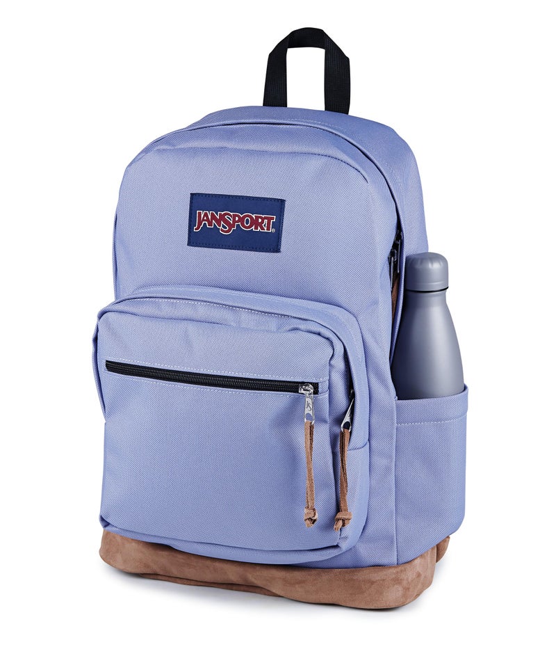 JANSPORT حقيبة ظهر جان سبورت رايت باك - حقيبة يومية متينة مع جيب مبطن لحمل لابتوب 15"، مقصورة رئيسية فسيحة وجيب مدمج لزجاجة الماء، لون لافندر آش - Image 2