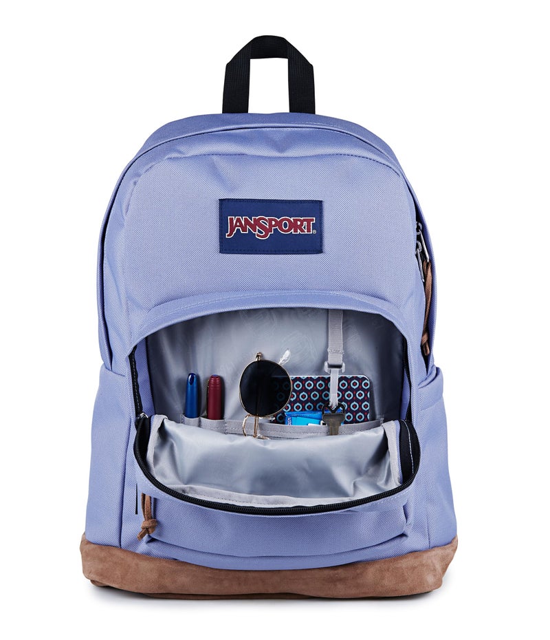 JANSPORT حقيبة ظهر جان سبورت رايت باك - حقيبة يومية متينة مع جيب مبطن لحمل لابتوب 15"، مقصورة رئيسية فسيحة وجيب مدمج لزجاجة الماء، لون لافندر آش - Image 4