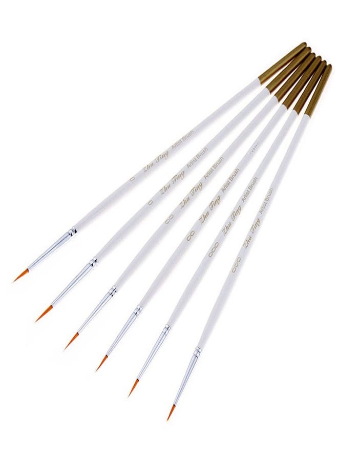 SooKoo Fine Detail Paint Brush Set, 6 Pieces Miniature Art Brushes for Fine Detailing,Art Painting - Acrylic, Watercolor, Oil - Miniatures, Models, Airplane Kits, Nail - Image 1