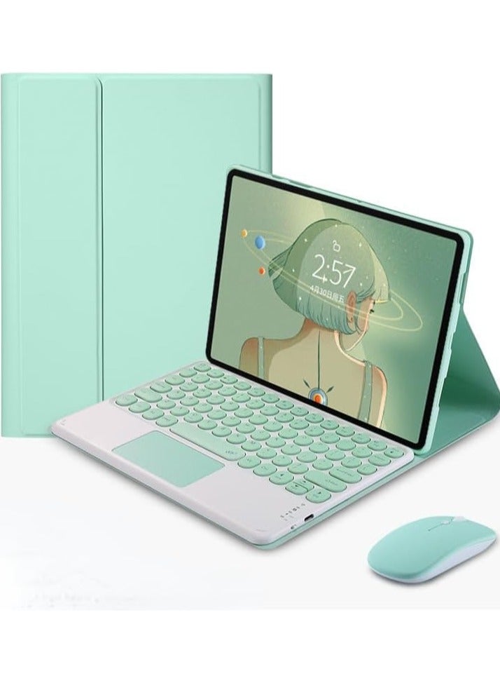 general Keyboard Case Compatible with Xiaomi Pad 5 / Pad 5 Pro 11 Inch 2022 Tablet, Retro Round Key with Mouse Cute Color Keyboard With Detachable Touch Keyboard Cover  - Image 1
