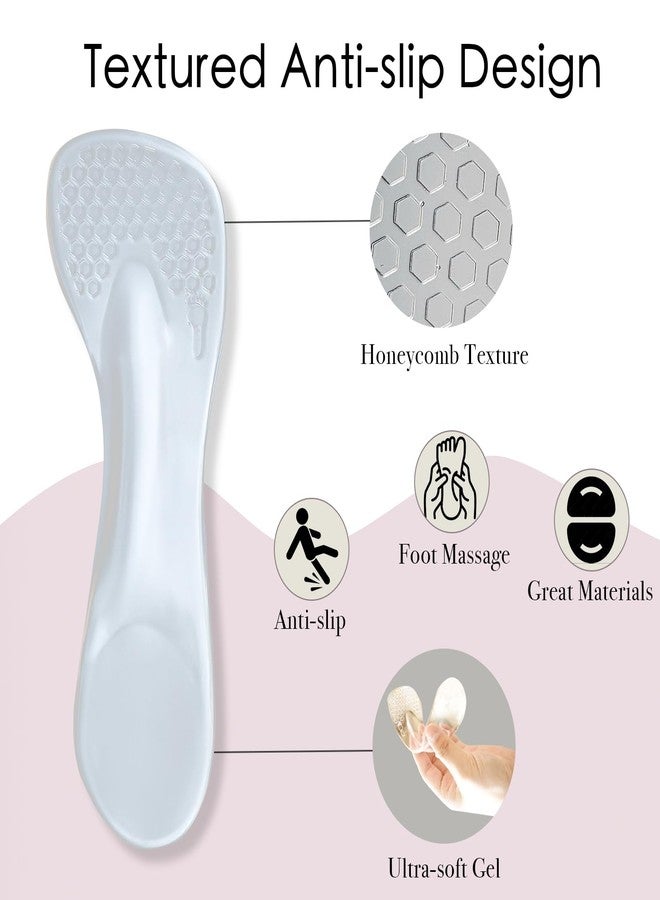 Niluks 2 Pairs 3/4 Gel High Heel Insoles and 2 Pairs Heel Pads for Shoes, Self-Adhesive Arch Support. Relieves Foot Pain, Fits Pumps, Sandals, Dress Shoes, Flats, Sneakers (Clear, Women's 5-9) - Image 3