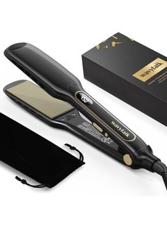 wavytalk Wavytalk Hair Straightener Titanium 175 Inch Vent Sesh Wide Flat Iron Straightener for Damp or Dry Hair with Dual Voltage Leave Hair Silky Smooth Black 