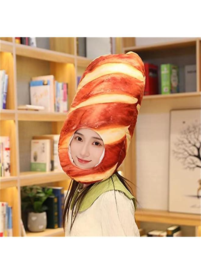 2023 Cute Toast Hat Plush Bread Dress Up Cap Mask for   Party Costume (White & Yellow)  - Image 3