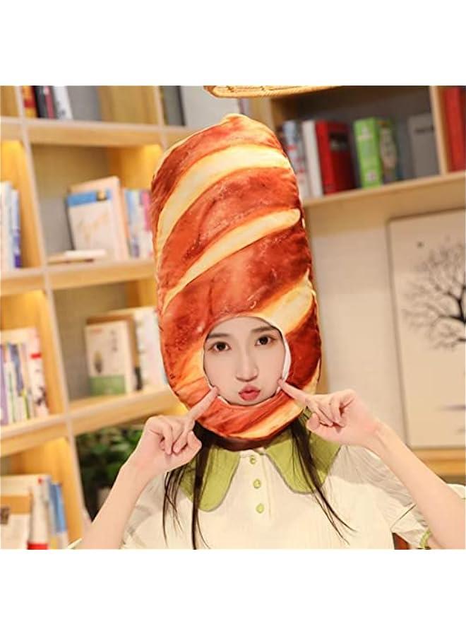 2023 Cute Toast Hat Plush Bread Dress Up Cap Mask for   Party Costume (White & Yellow)  - Image 4