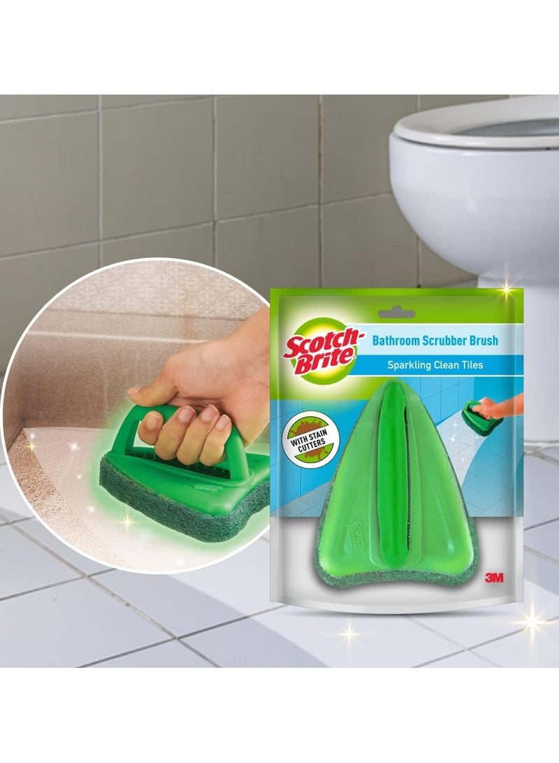 سكوتش برايت فرشاة تنظيف الحمام سكوتش برايت مع فرشاة كاشطة شديدة التحمل - تنظيف فائق للبلاط والأرضيات والجدران - مقبض متين - أخضر - Image 3