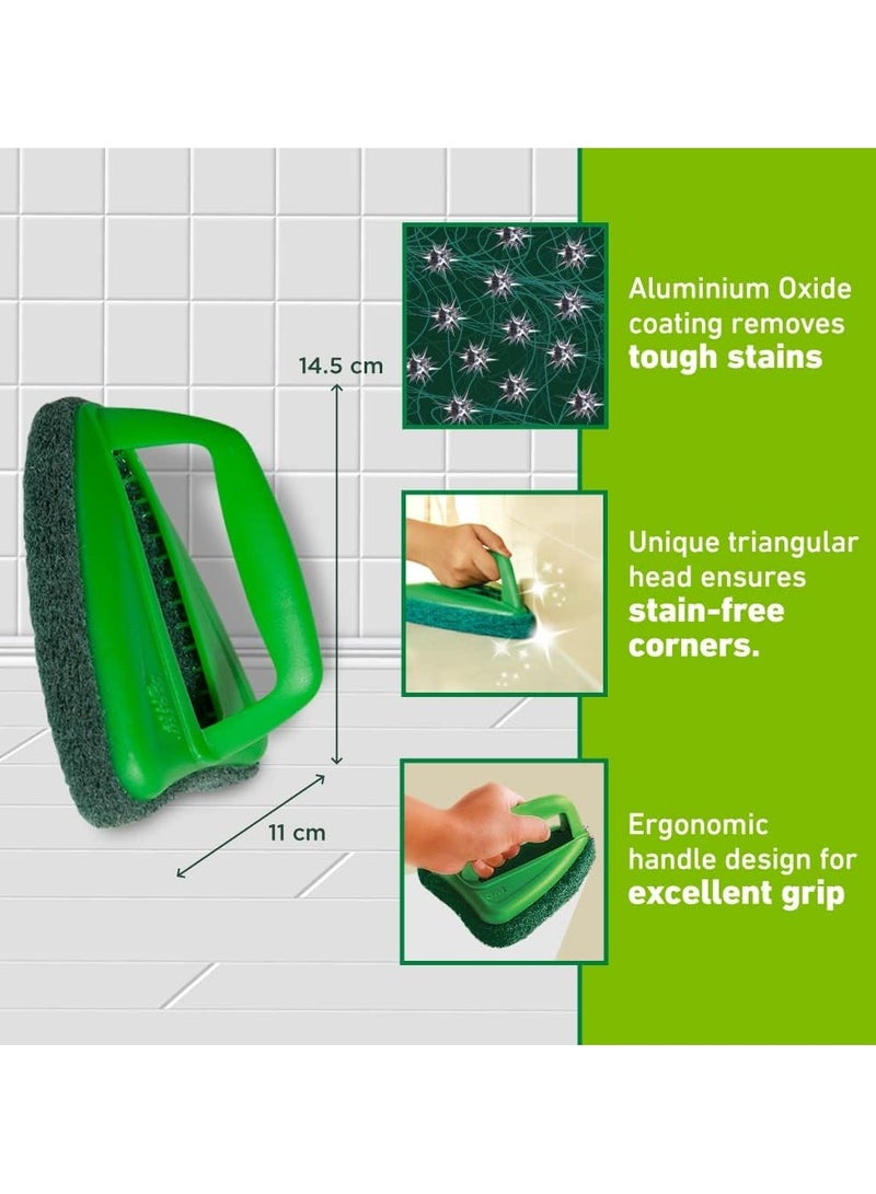 سكوتش برايت فرشاة تنظيف الحمام سكوتش برايت مع فرشاة كاشطة شديدة التحمل - تنظيف فائق للبلاط والأرضيات والجدران - مقبض متين - أخضر - Image 4