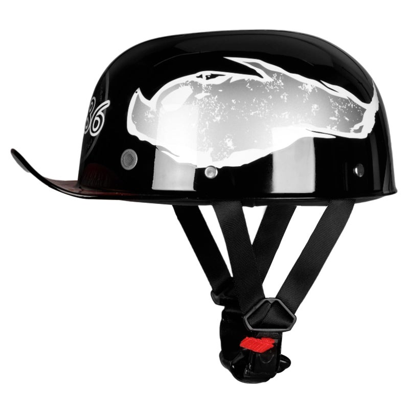 Yesmotor Baseball Motorcycle Helmet Backwards Hat Helmet for Men Chopper Dot Approved-Lightweight ABS Shell, Adjustable & Breathable Riding Gear(Light Black 1986,M) - Image 2
