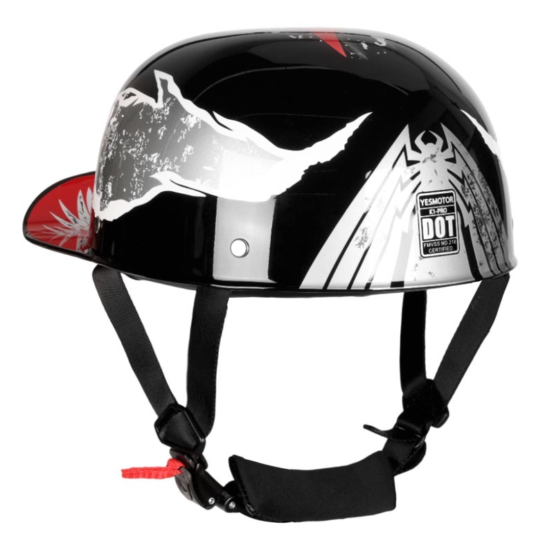 Yesmotor Baseball Motorcycle Helmet Backwards Hat Helmet for Men Chopper Dot Approved-Lightweight ABS Shell, Adjustable & Breathable Riding Gear(Light Black 1986,M) - Image 3