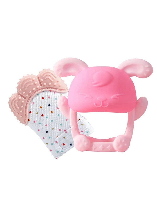 PandaEar Baby Teether And Mitten 2 Pack Baby Chew Toys For Sucking Needs Pain Relief Protection Glove Stimulating Teether Hand Pacifier For Breast Feeding Babies 012 Months  - Image 2