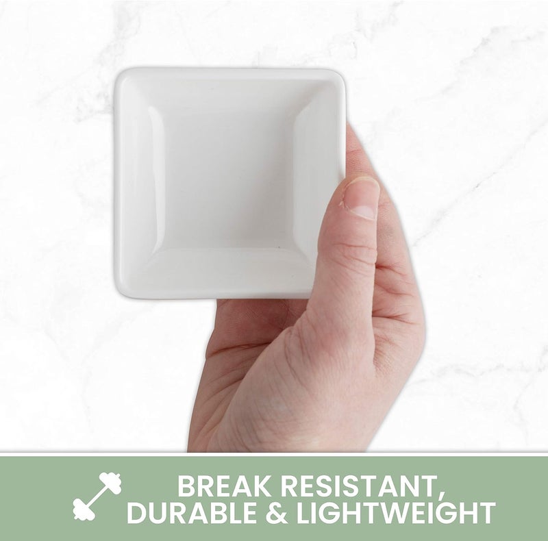 CHEFQ 12 Pack Mini Sauce Dish 2.7", Super White, Elegant Dinnerware, 100% Melamine, Non Breakable, Durable - Image 2
