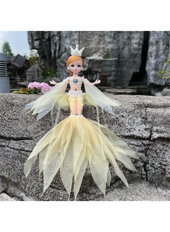Colorful Mermaid Doll Girl Toy Princess Children's Birthday Gift Doll Doll Family Gift-Color:Fragrant Kidney Fish Yellow - Image 1