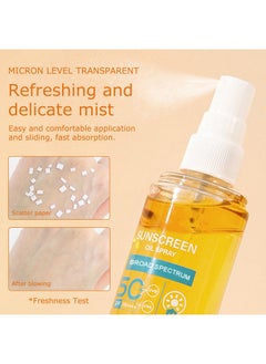 KYDA Oil Sunscreen Spray Glow Oil Sunscreen Mist Spf 50 Lightweight Hydration Body Sunscreen Oil Refreshing Sunscreen Spray Broad Spectrum Uva/Uvb Protection  - Image 5