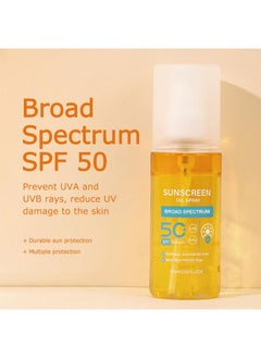 KYDA Oil Sunscreen Spray Glow Oil Sunscreen Mist Spf 50 Lightweight Hydration Body Sunscreen Oil Refreshing Sunscreen Spray Broad Spectrum Uva/Uvb Protection  - Image 3