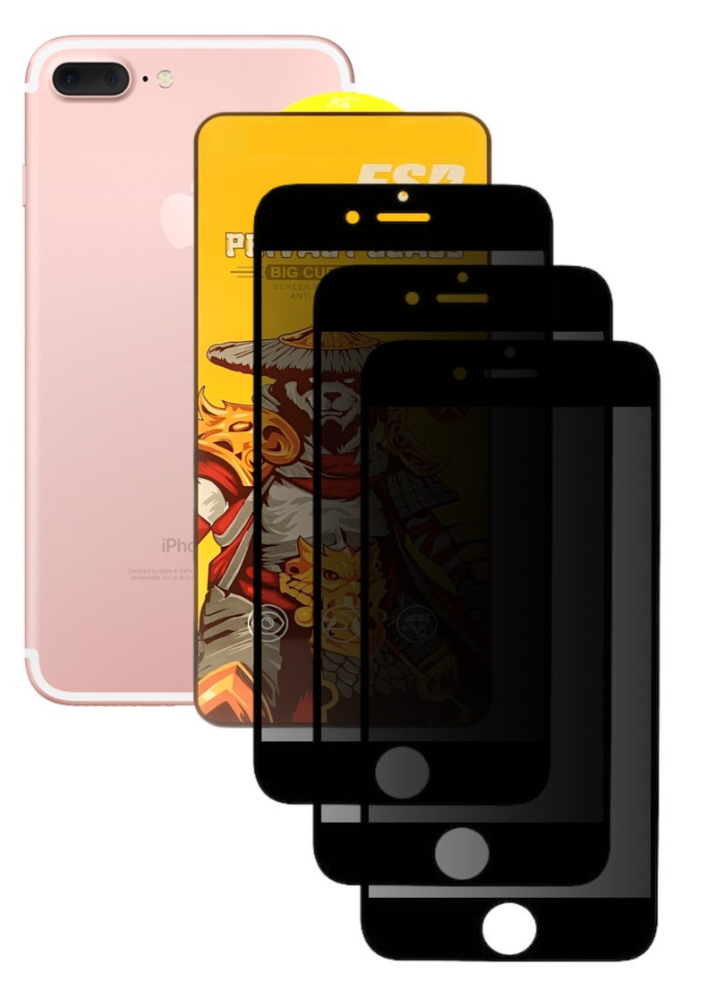 ESD 3 Pieces Tempered Dustproof Privacy Glass Screen Protector Compatible For iPhone 7 Plus - Image 1