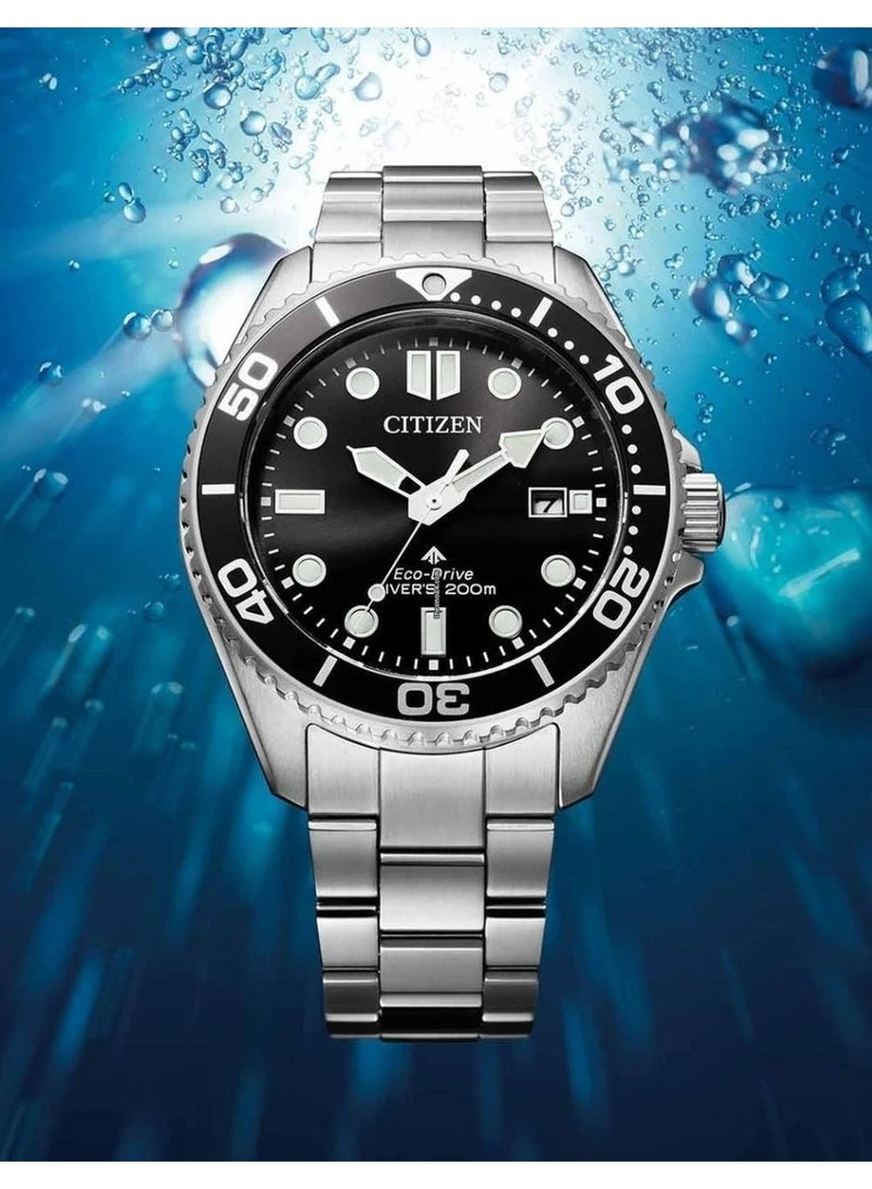 CITIZEN Promaster Eco‑Drive Diver BN0261‑51E, 41 mm Black Dial, Silver Stainless Steel Bracelet, 200 m WR - Image 1