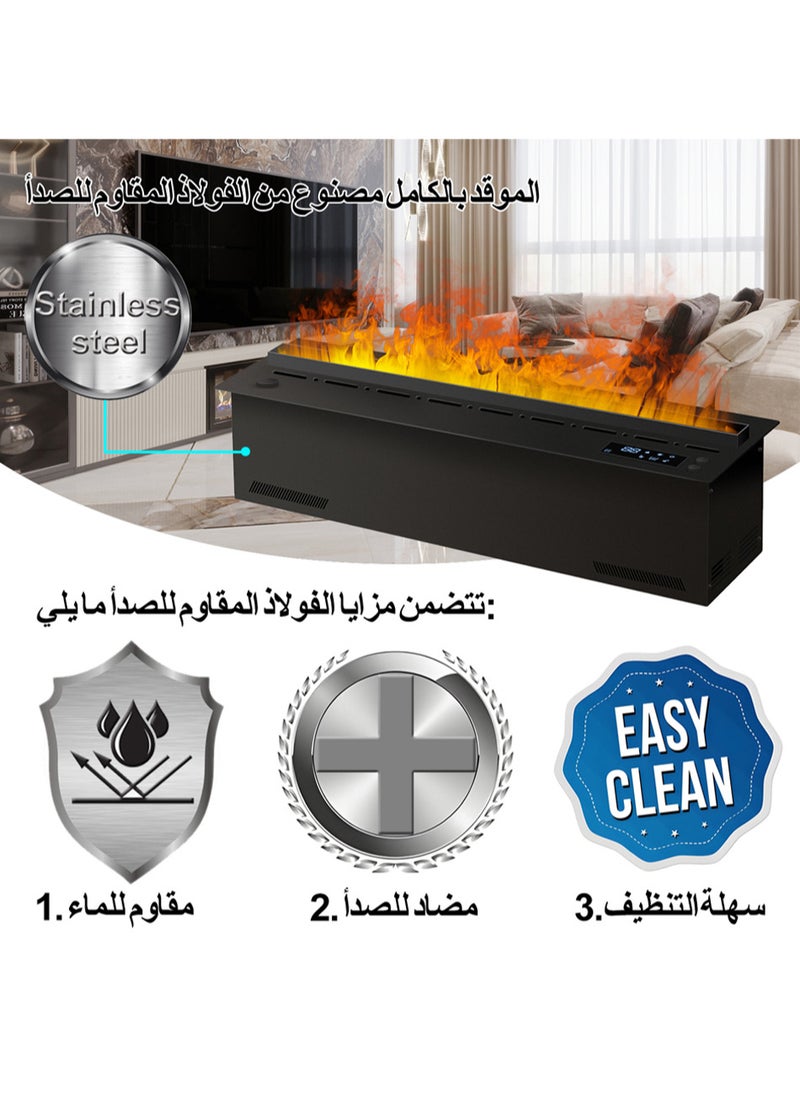 AFLYEVER - Electric Fireplace 3D Water Vapor Fireplace Recessed Multicolour Realistic Atomized Flame, with Water and Remote Control Electr - Image 1