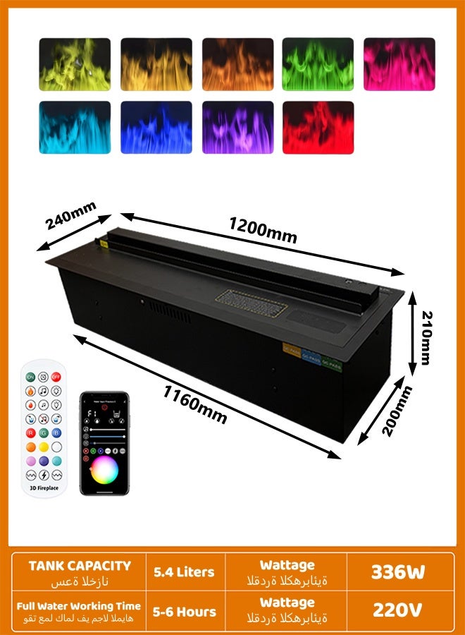 AFLYEVER Electric Fireplace 3D Water Vapor Fireplace Recessed Multicolour Realistic Atomized Flame, with Water and Remote Control Electr - Image 2