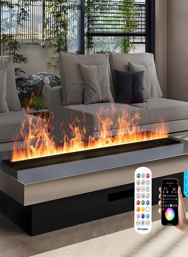 AFLYEVER Electric Fireplace 3D Water Vapor Fireplace Recessed Multicolour Realistic Atomized Flame, with Water and Remote Control Electr - Image 5