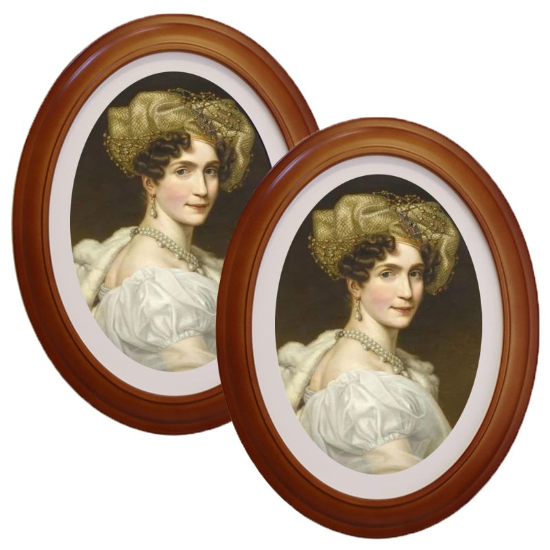 GRRONZEE 2 Pack Brown Oval Picture Frames 8 by 10 Oval Photo Frames 8x10 Wall Mounting for Home Decor Photo Gallery
